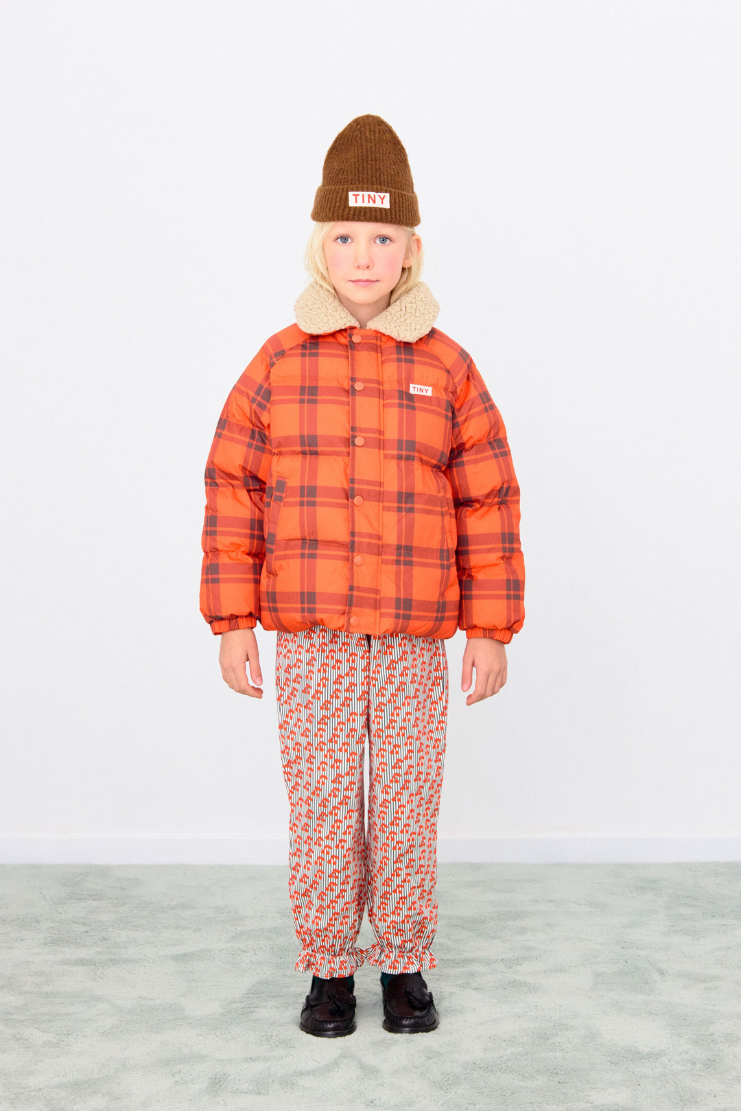 [TINYCOTTONS] Check Padded Jacket - Summer Red