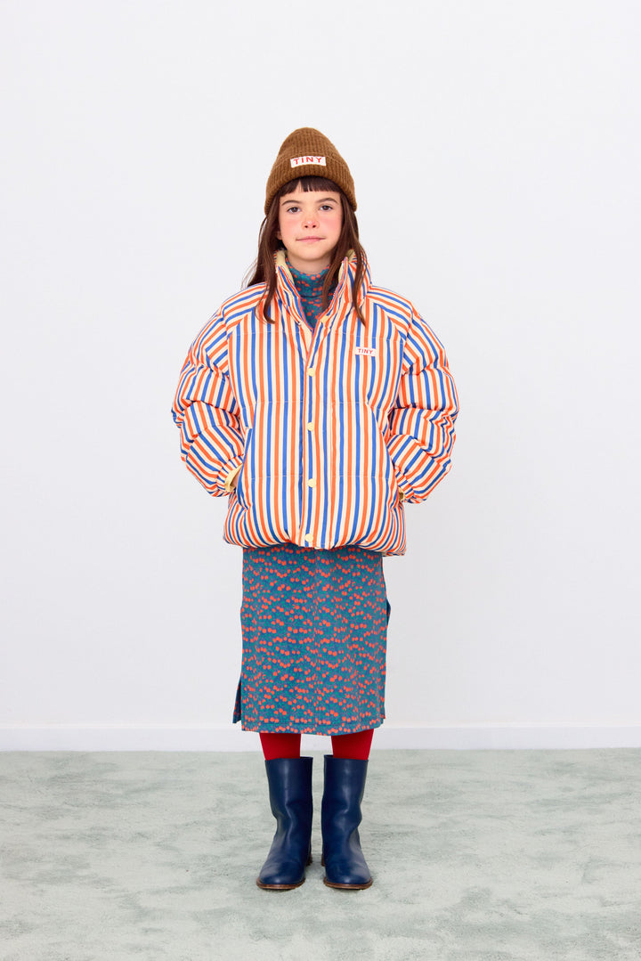 [TINYCOTTONS] Stripes Short Padded Jacket - Summer Red / Dark Blue