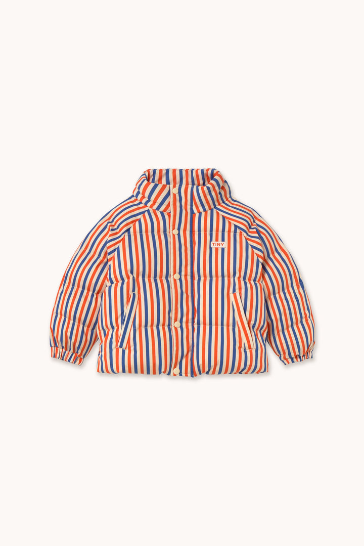 [TINYCOTTONS] Stripes Short Padded Jacket - Summer Red / Dark Blue