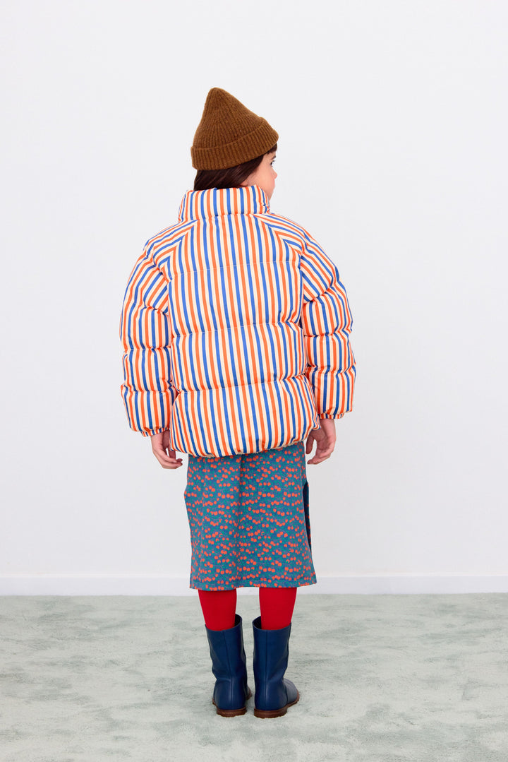 [TINYCOTTONS] Stripes Short Padded Jacket - Summer Red / Dark Blue