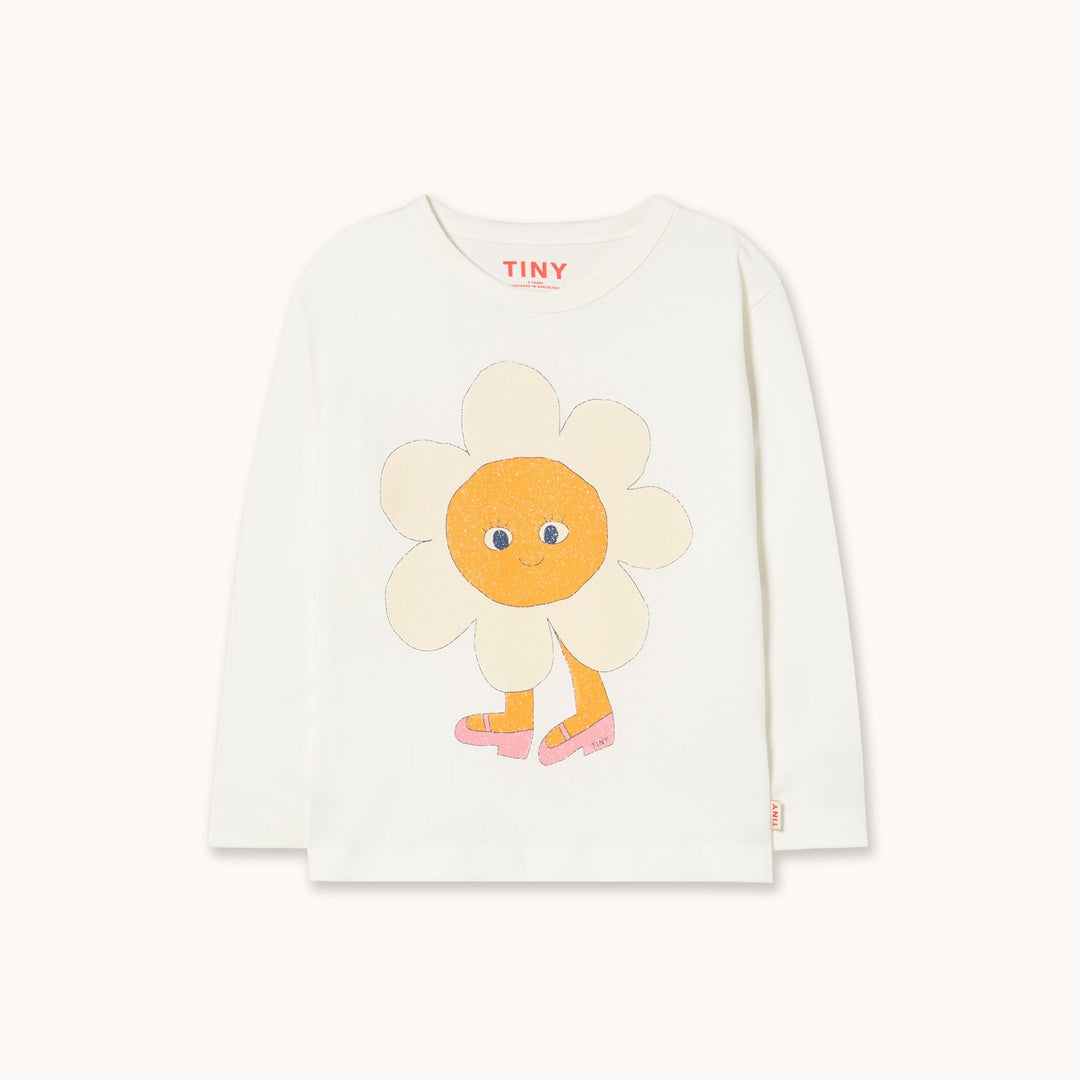 [TINYCOTTONS] Flower Graphic Sleeve Tee - Off White