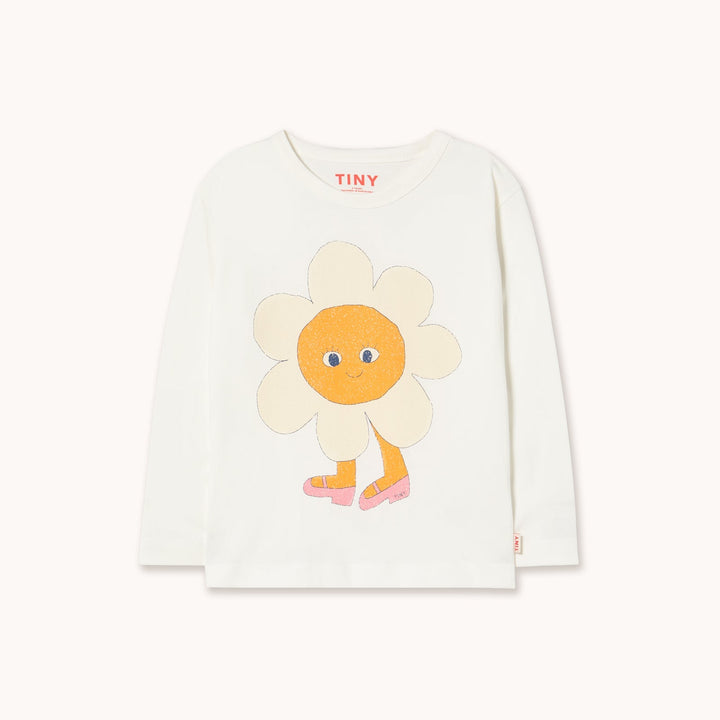 [TINYCOTTONS] Flower Graphic Sleeve Tee - Off White