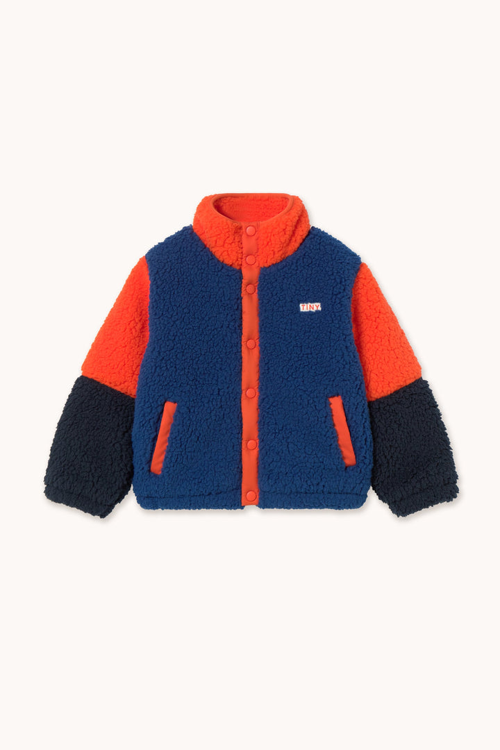 [TINYCOTTONS] Color Block Polar Sherpa Jacket - Summer Red