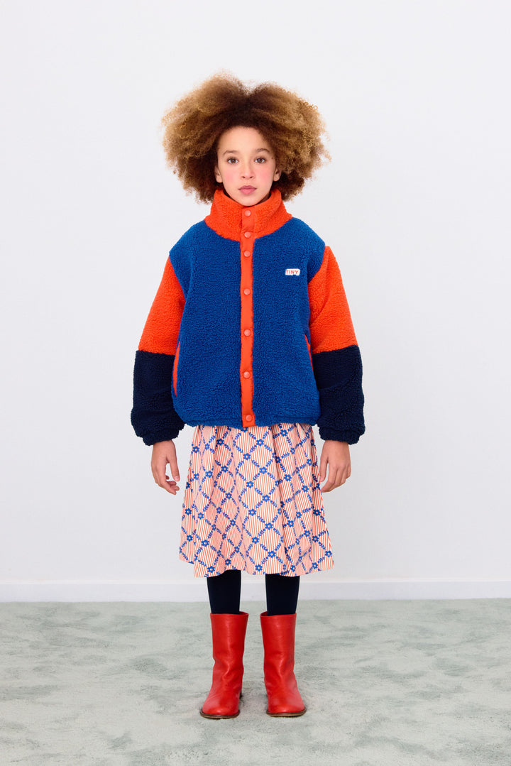 [TINYCOTTONS] Color Block Polar Sherpa Jacket - Summer Red