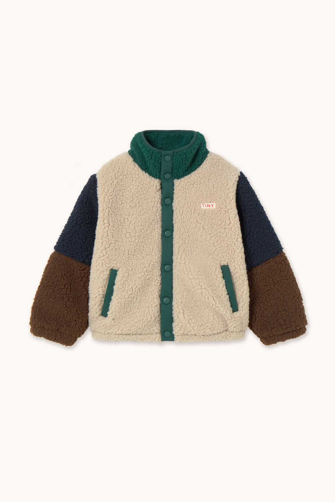 [TINYCOTTONS] Color Block Polar Sherpa Jacket - Dark Green
