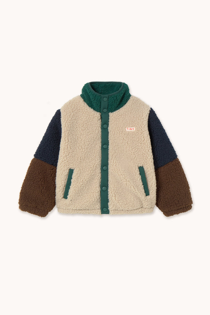 [TINYCOTTONS] Color Block Polar Sherpa Jacket - Dark Green
