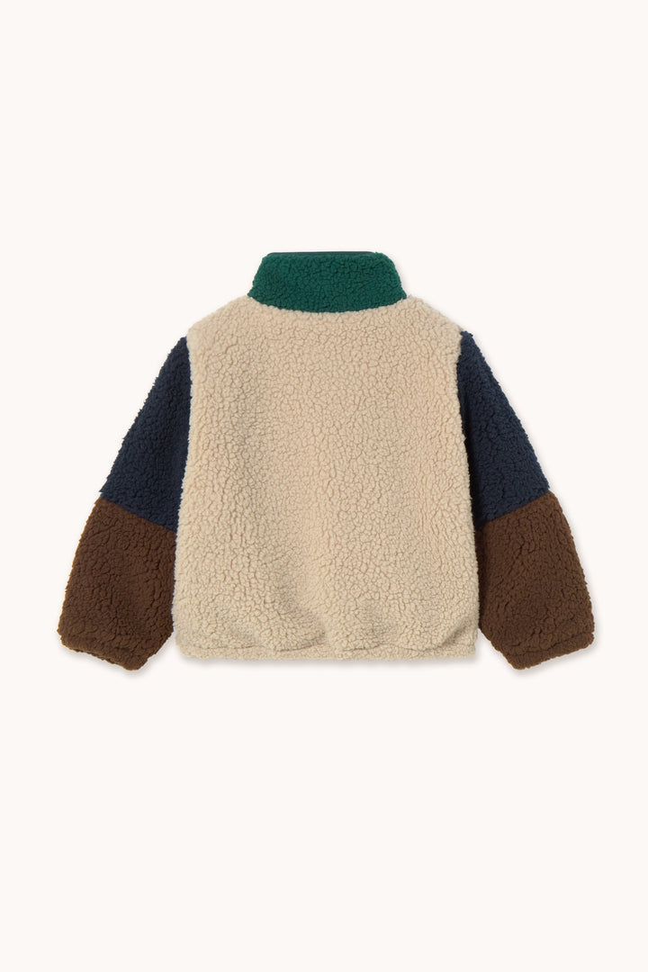 [TINYCOTTONS] Color Block Polar Sherpa Jacket - Dark Green
