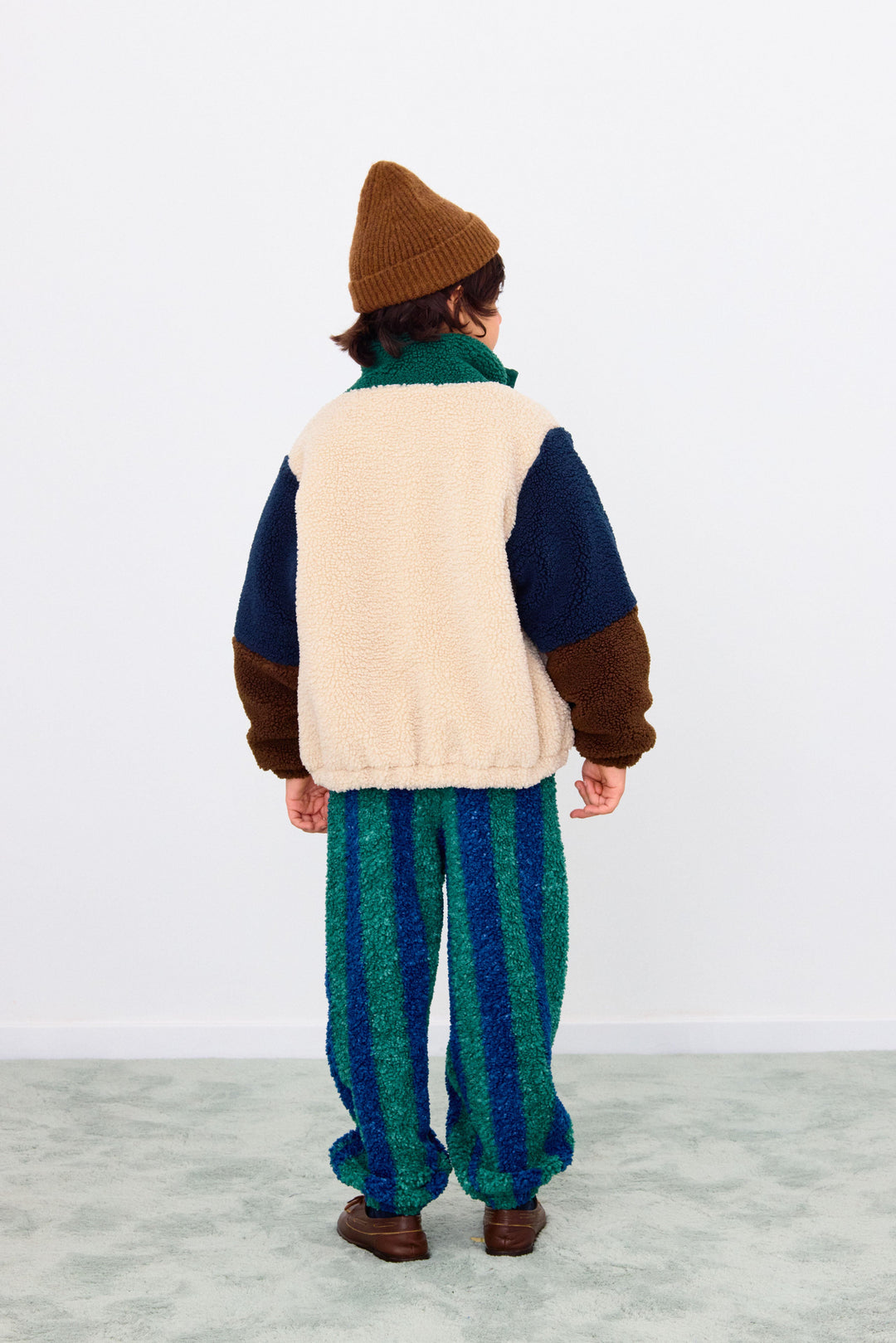 [TINYCOTTONS] Color Block Polar Sherpa Jacket - Dark Green