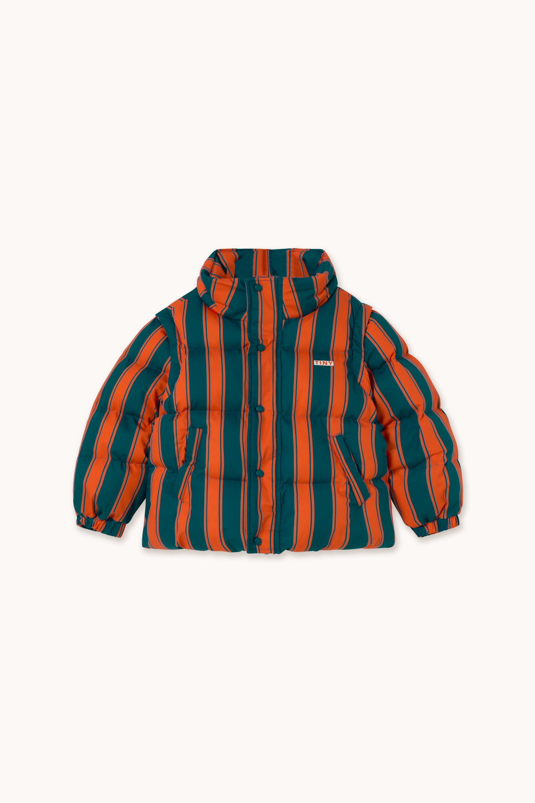 [TINYCOTTONS]Retro Stripes Short Padded Jacket - Summer Red