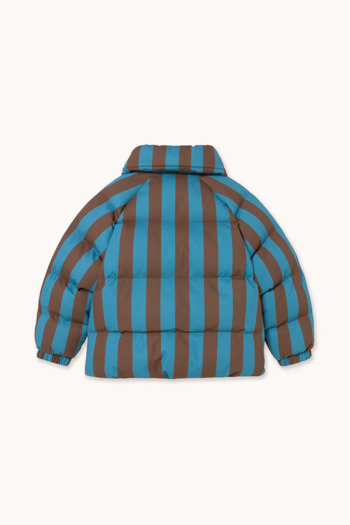 [TINYCOTTONS]Blue-Cacao Stripes Short Padded Jacket - Dark Cyan