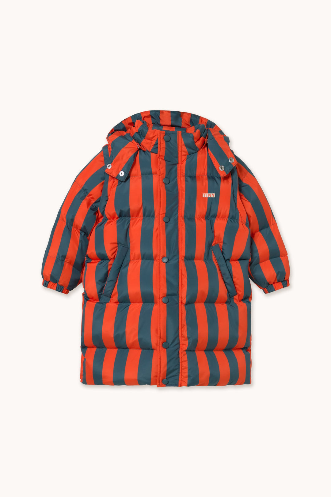 [TINYCOTTONS]Retro-Blue Stripes Padded Jacket - Summer Red