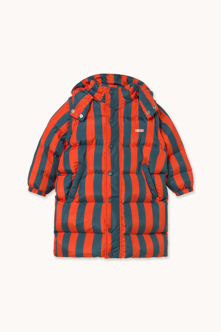 [TINYCOTTONS]Retro-Blue Stripes Padded Jacket - Summer Red