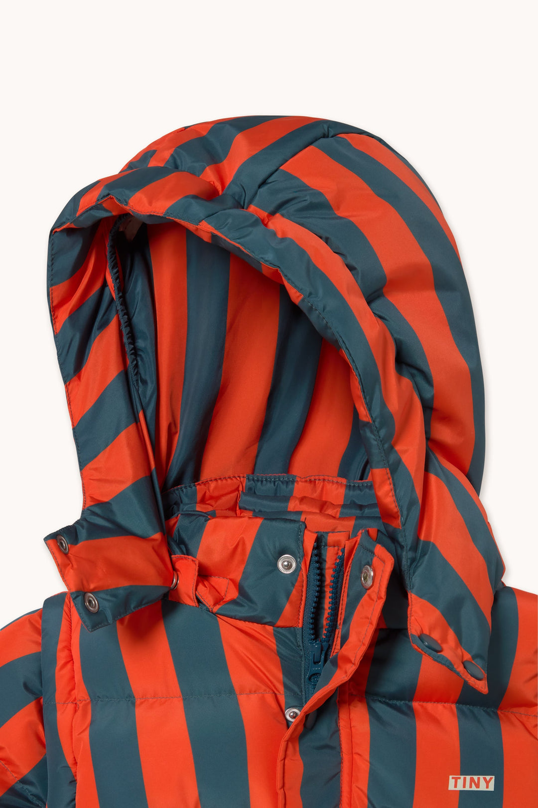[TINYCOTTONS]Retro-Blue Stripes Padded Jacket - Summer Red