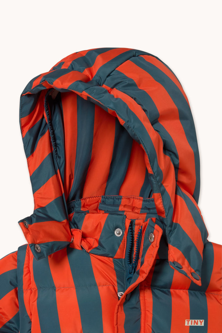 [TINYCOTTONS]Retro-Blue Stripes Padded Jacket - Summer Red