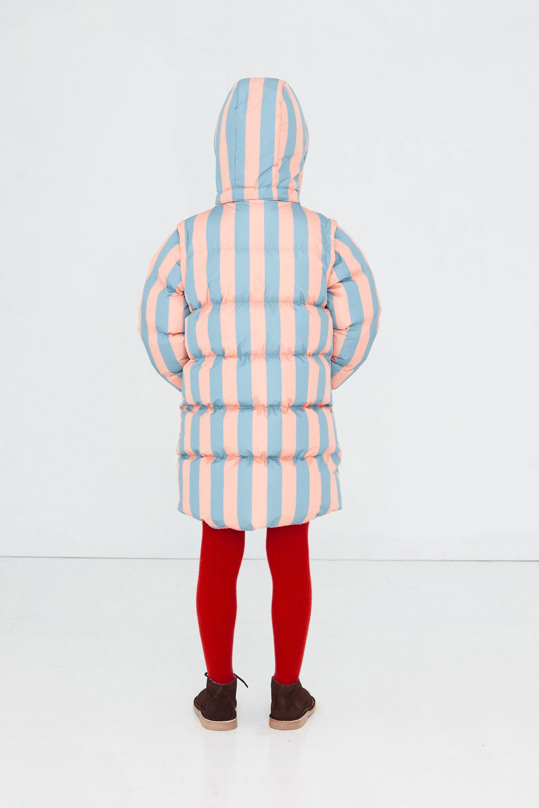 [TINYCOTTONS]Nude-Blue Stripes Padded Jacket - Dark Nude