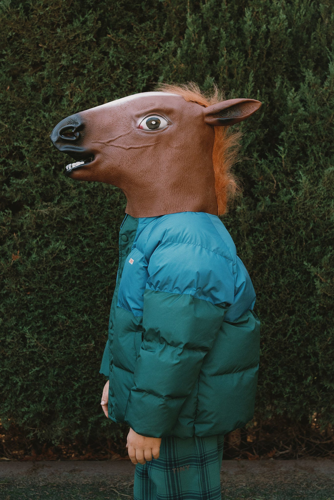 [TINYCOTTONS]Color Block Short Padded Jacket - Dark Cyan