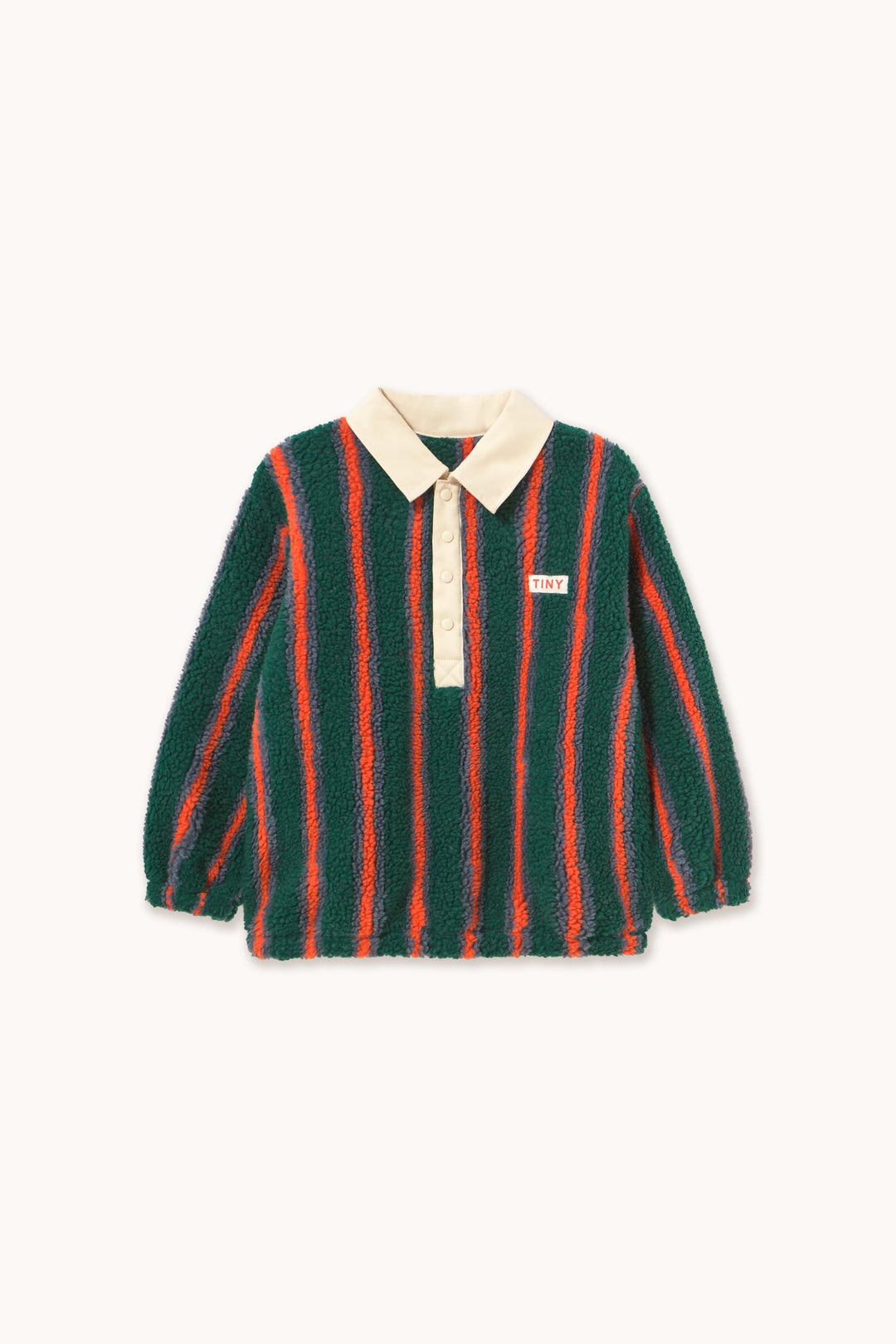 [TINYCOTTONS]Multicolor Stripes Sherpa Collar Sweatshirt - Dark Green