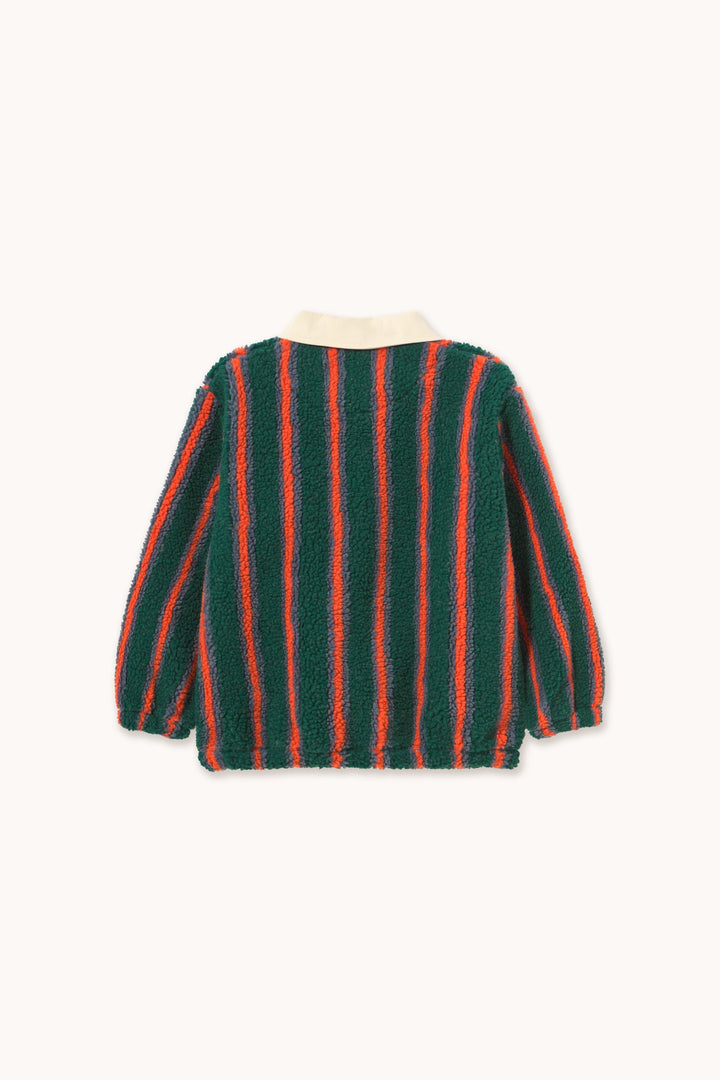 [TINYCOTTONS]Multicolor Stripes Sherpa Collar Sweatshirt - Dark Green