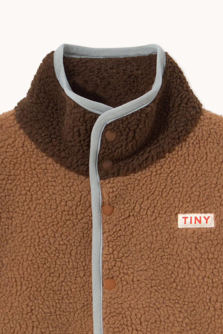 [TINYCOTTONS]Color Block Sherpa Jacket - Light Brown