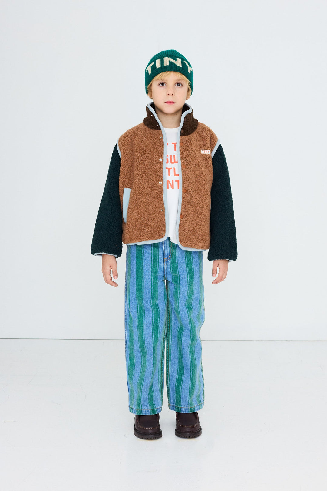 [TINYCOTTONS]Color Block Sherpa Jacket - Light Brown