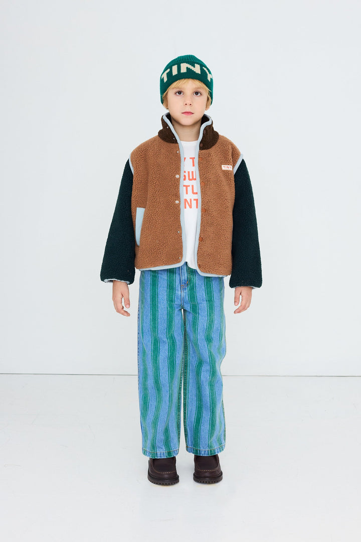 [TINYCOTTONS]Color Block Sherpa Jacket - Light Brown