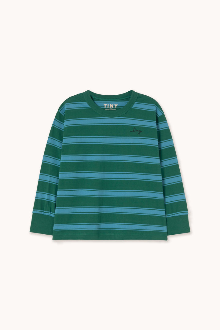 [TINYCOTTONS]Retro Stripes Sleeve Tee-Dark Green