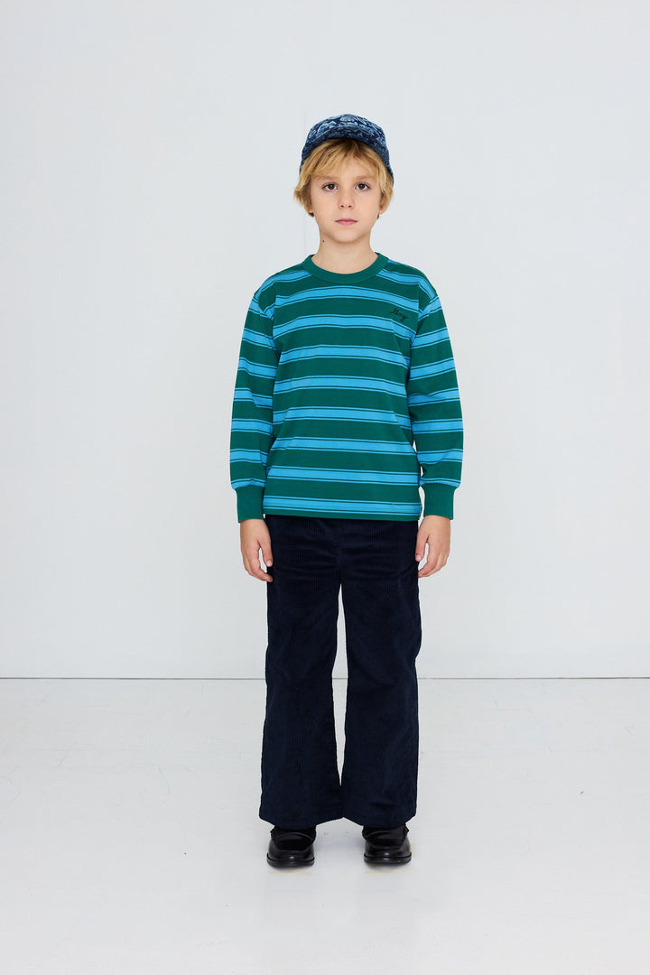 [TINYCOTTONS]Retro Stripes Sleeve Tee-Dark Green
