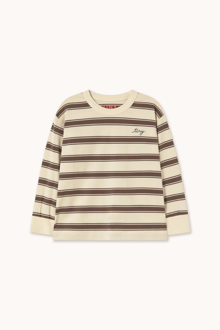 [TINYCOTTONS]Retro Stripes Sleeve Tee-Cacao
