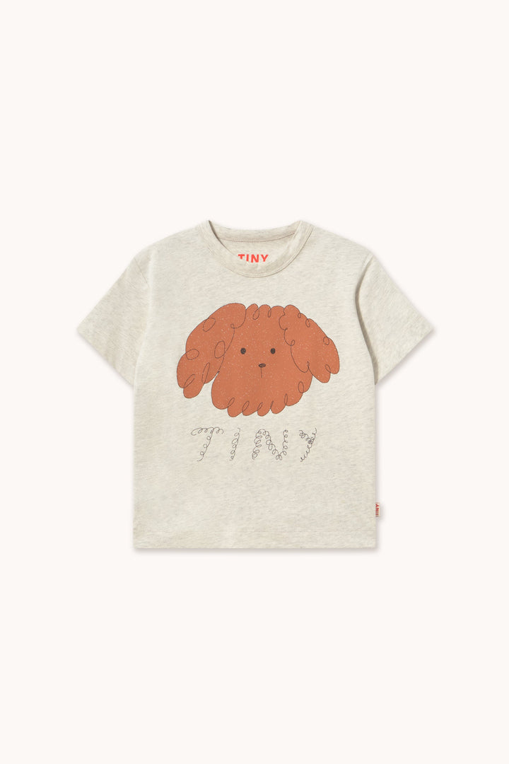 [TINYCOTTONS]Curly Dog Graphic Tee - Cream Heather
