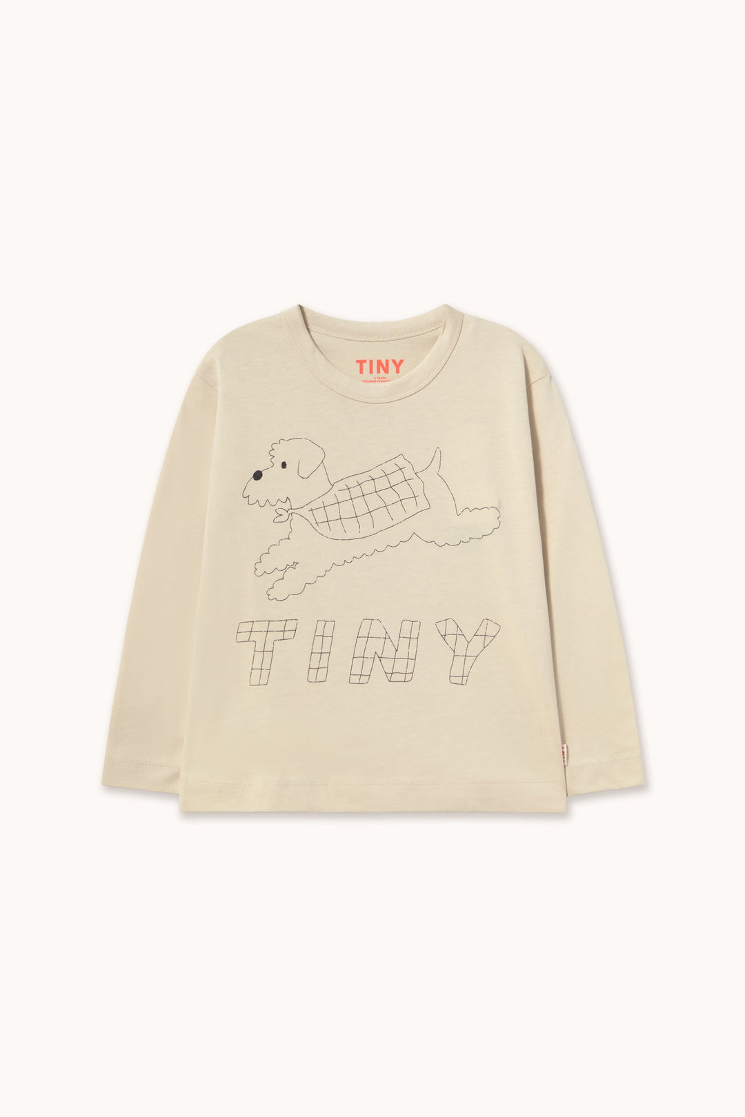 [TINYCOTTONS]Jump Dog Graphic Sleeve Tee - Dark Vanilla