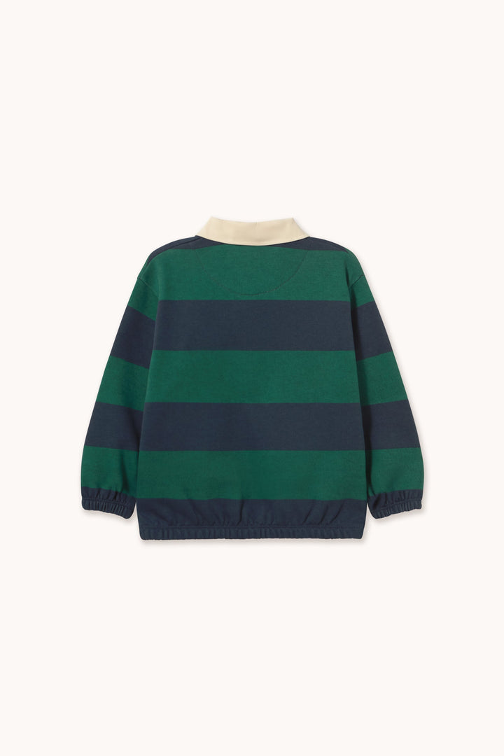 [TINYCOTTONS]Navy Stripes Polo Sweatshirt-Dark Green