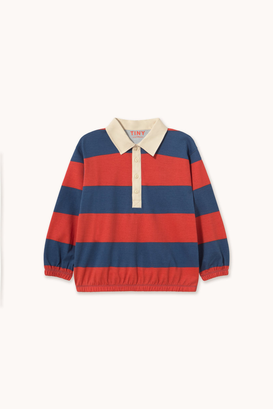 [TINYCOTTONS]Dark Red Stripes Polo Sweatshirt - Dark Red