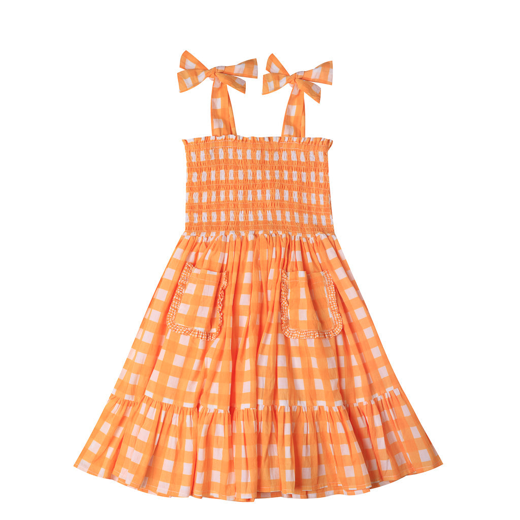 [Kidsagogo] Annika Dress Vichy - Tangerine