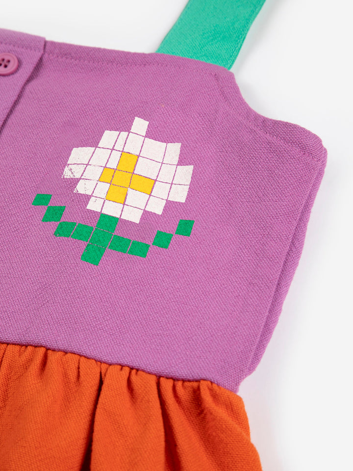[ Bobo Choses] Pixel Daisy color block woven dress - Multicolor