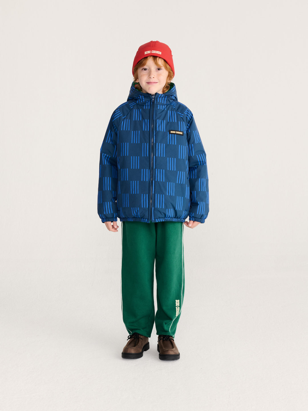 [Bobo Choses] Almost Moire all over reversible anorak-Navy Blue