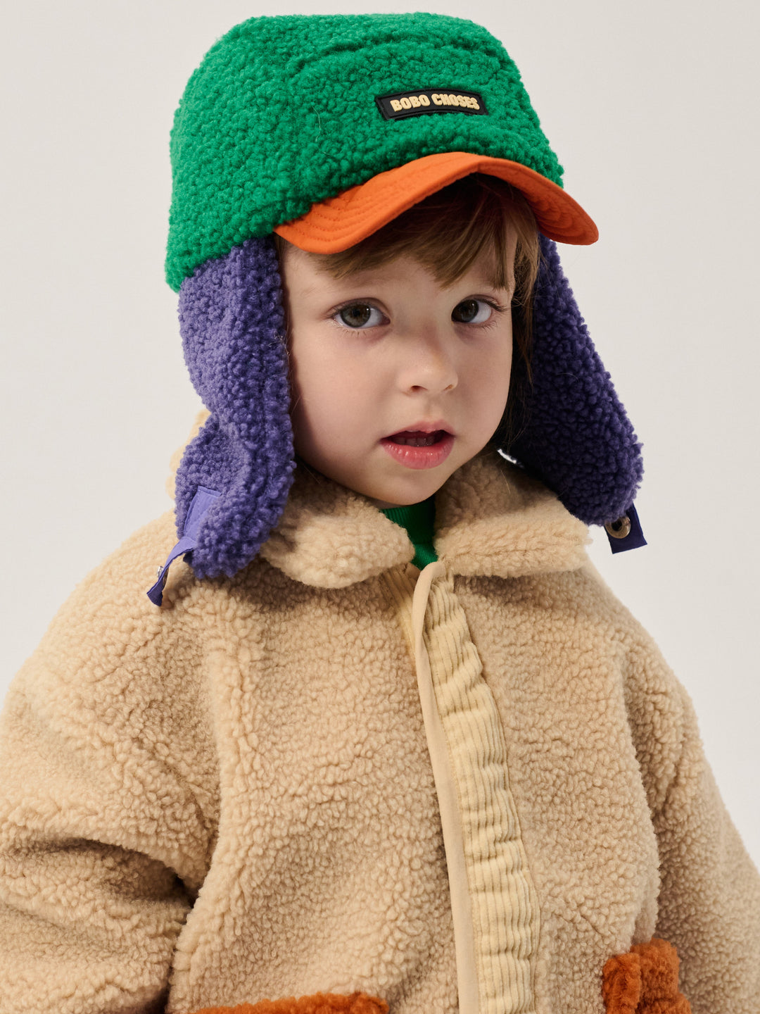 [Bobo Choses]Color block sheepskin chapka-Multicolor