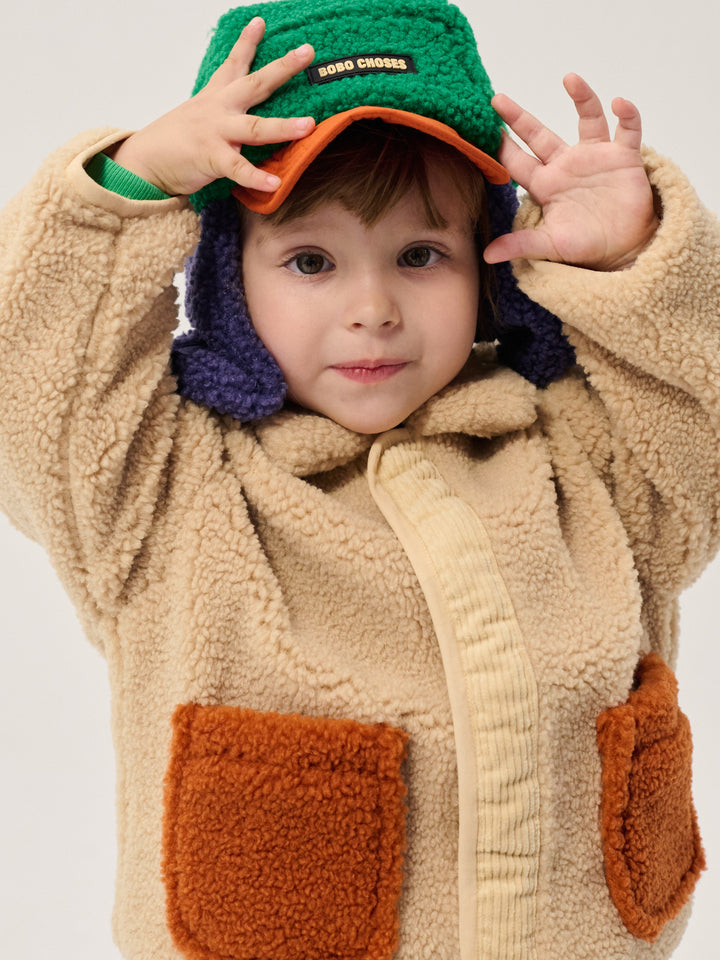 [Bobo Choses]Color block sheepskin chapka-Multicolor