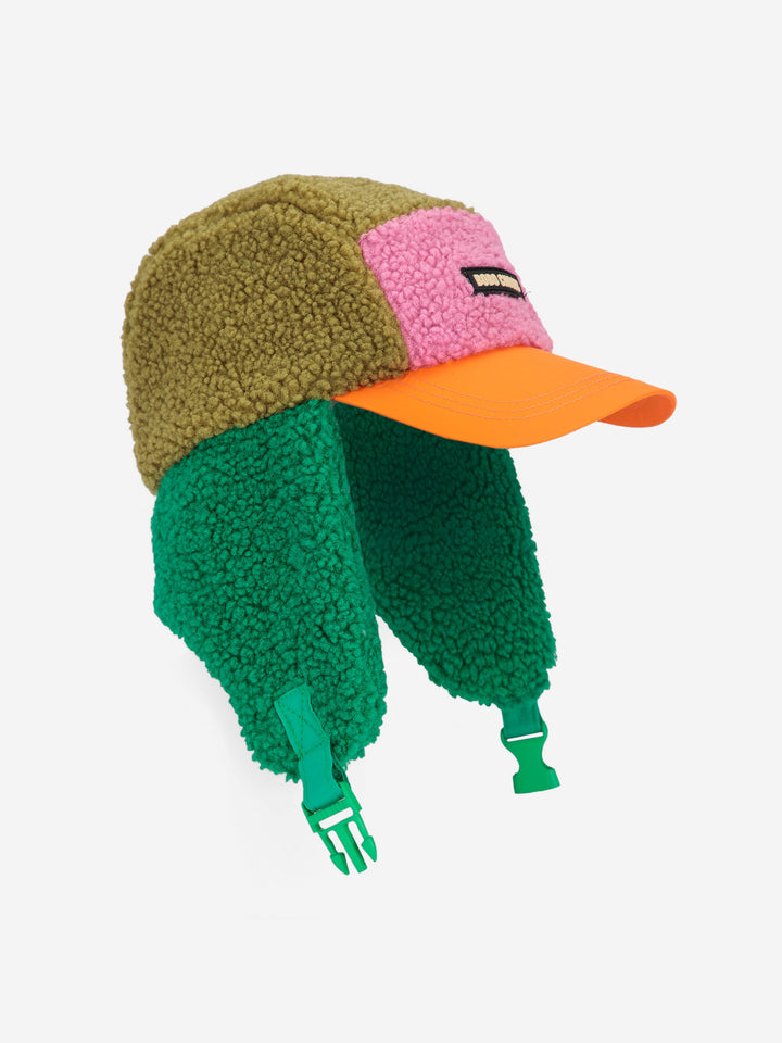 [Bobo Choses]Color block sheepskin chapka-Green