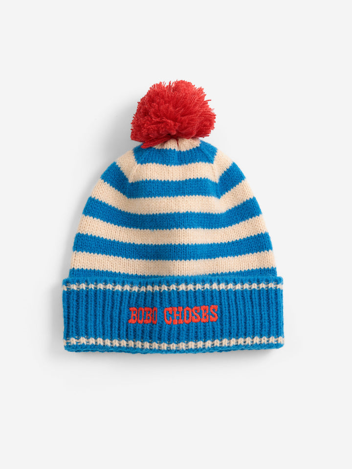 [Bobo Choses]Stripes knitted beanie-Light Blue