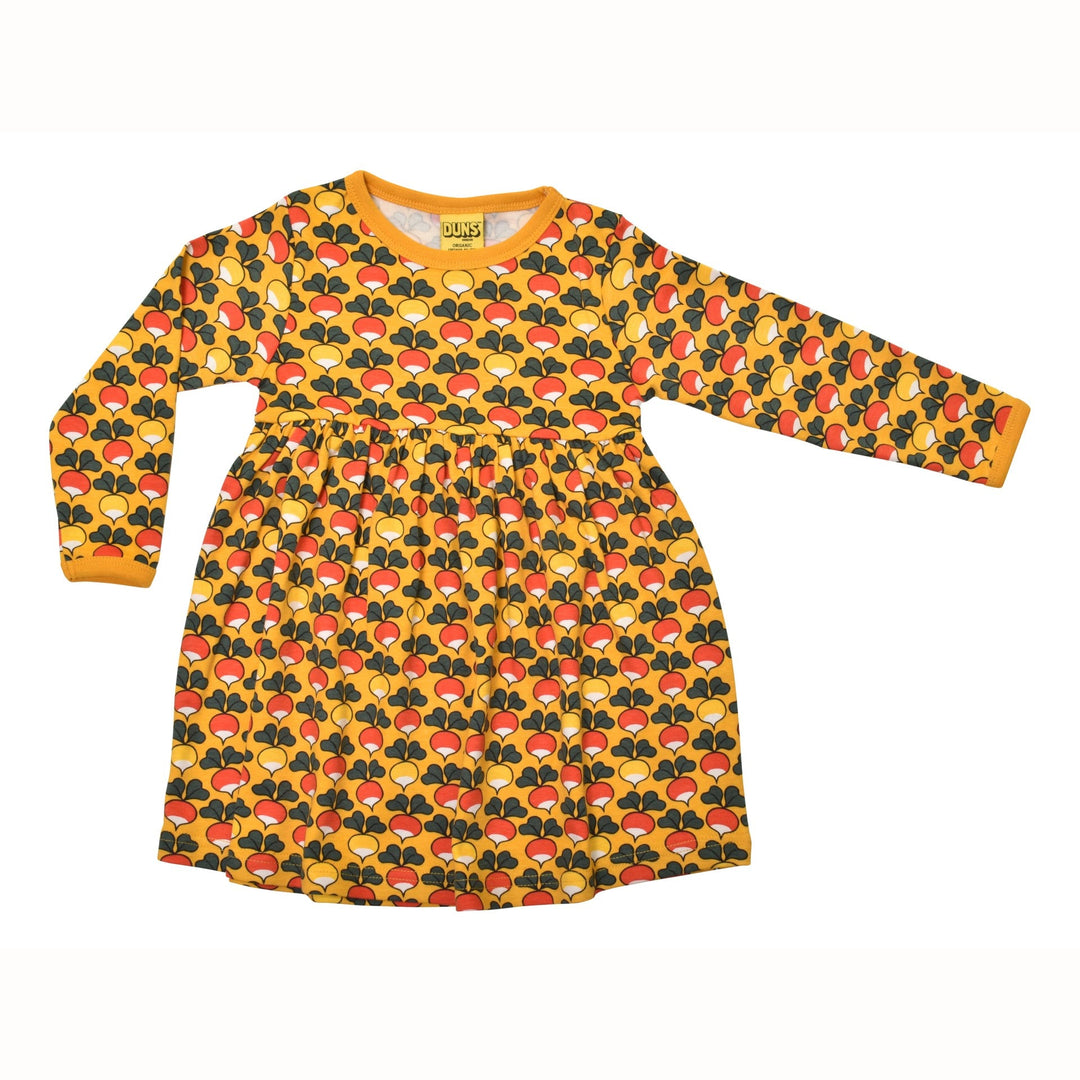 [DUNS Sweden] LS Gather Dress - Multi Radish Mineral Yellow