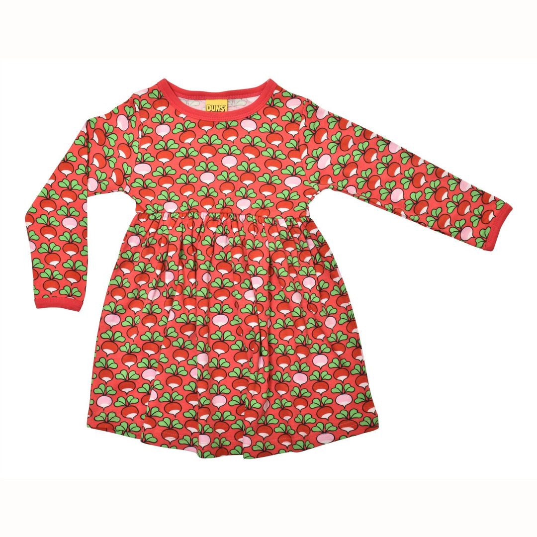 [DUNS Sweden] LS Gather Dress - Multi Radish Rouge Red