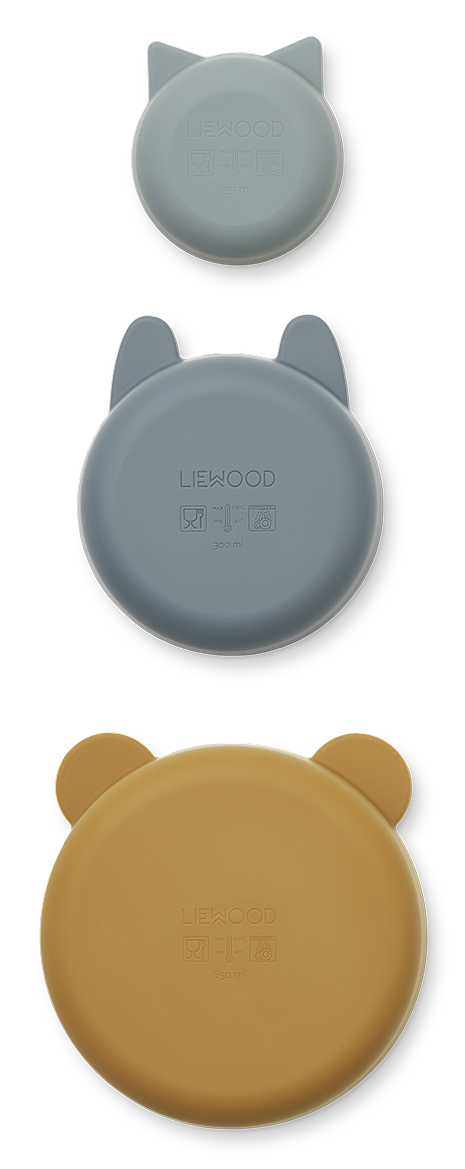 Liewood Eddie bowls 3-pack - Golden caramel/blue multi mix Liewood Eddie bowls 3-pack - Golden caramel/blue multi mix