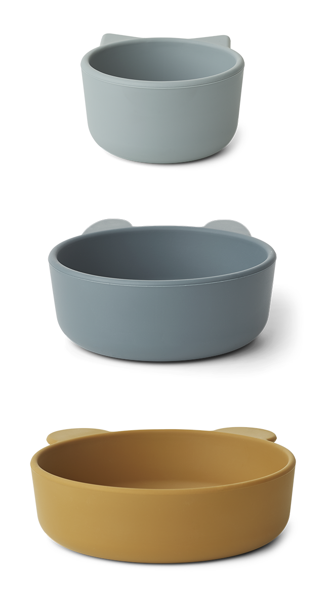 Liewood Eddie bowls 3-pack - Golden caramel/blue multi mix Liewood Eddie bowls 3-pack - Golden caramel/blue multi mix