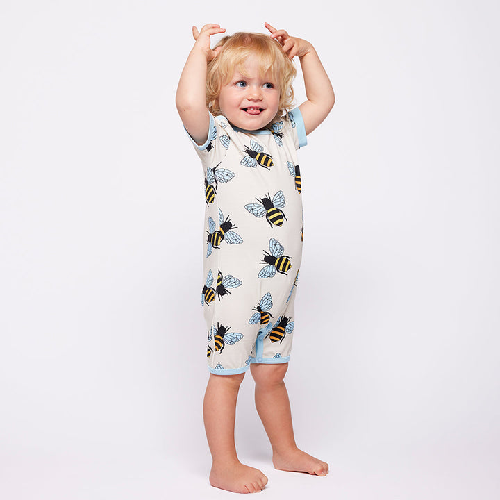 [Smafolk] Elstar Short Sleeved Romper With Bees - Vanilla