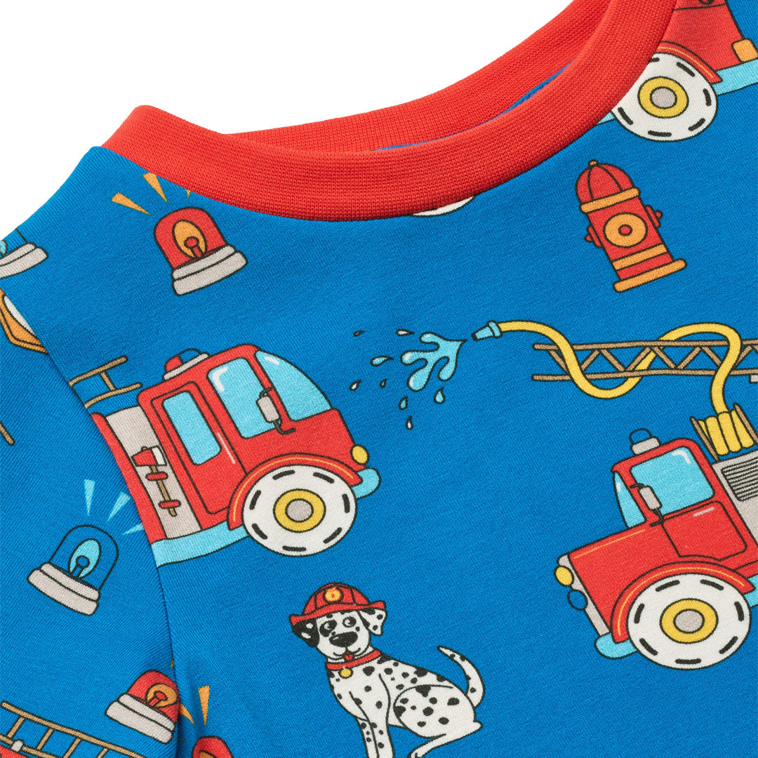 [Smafolk] Elstar Long Sleeve Shirt With Fire Truck - Brilliant Blue