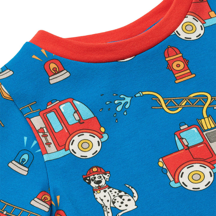 [Smafolk] Elstar Long Sleeve Shirt With Fire Truck - Brilliant Blue