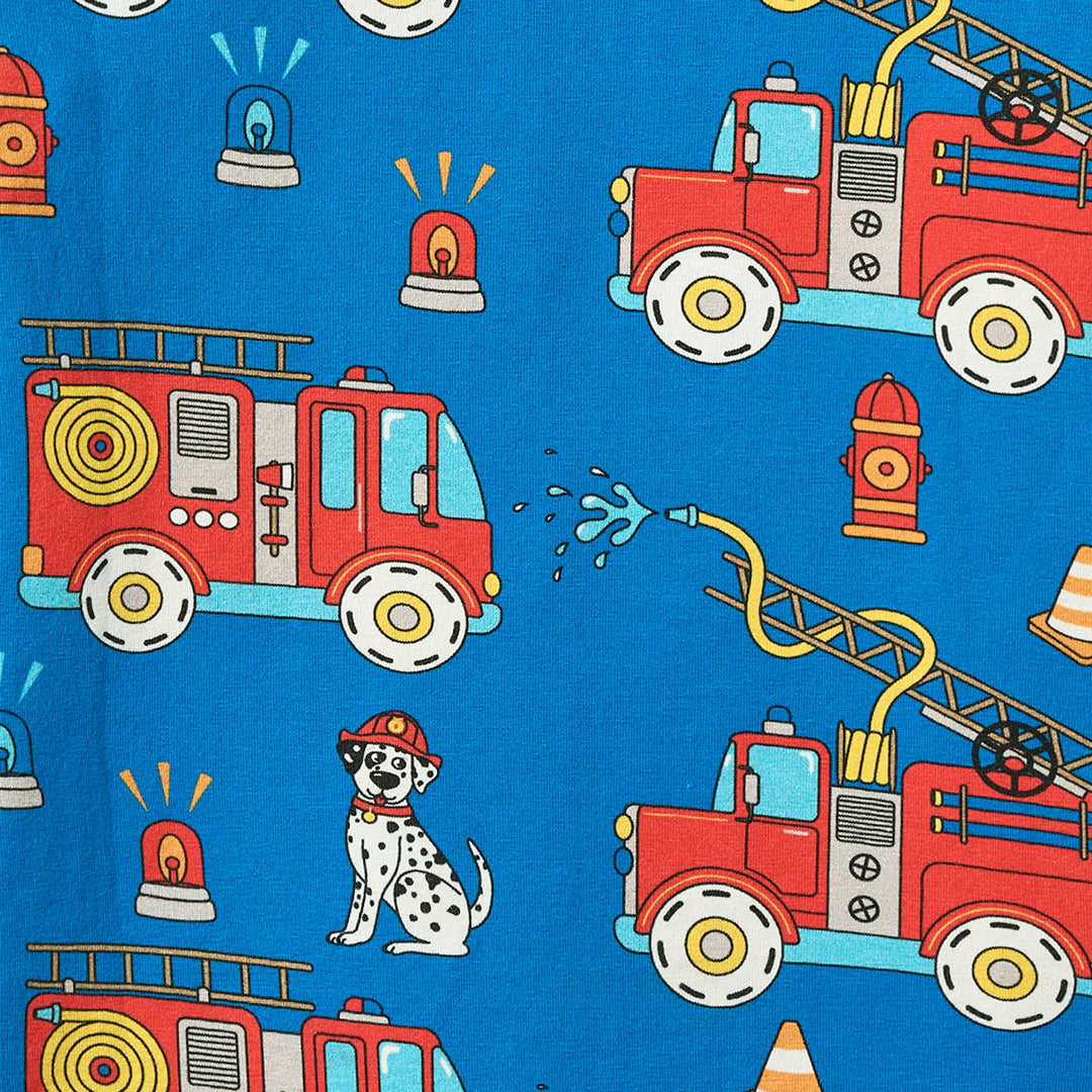 [Smafolk] Elstar Long Sleeve Shirt With Fire Truck - Brilliant Blue