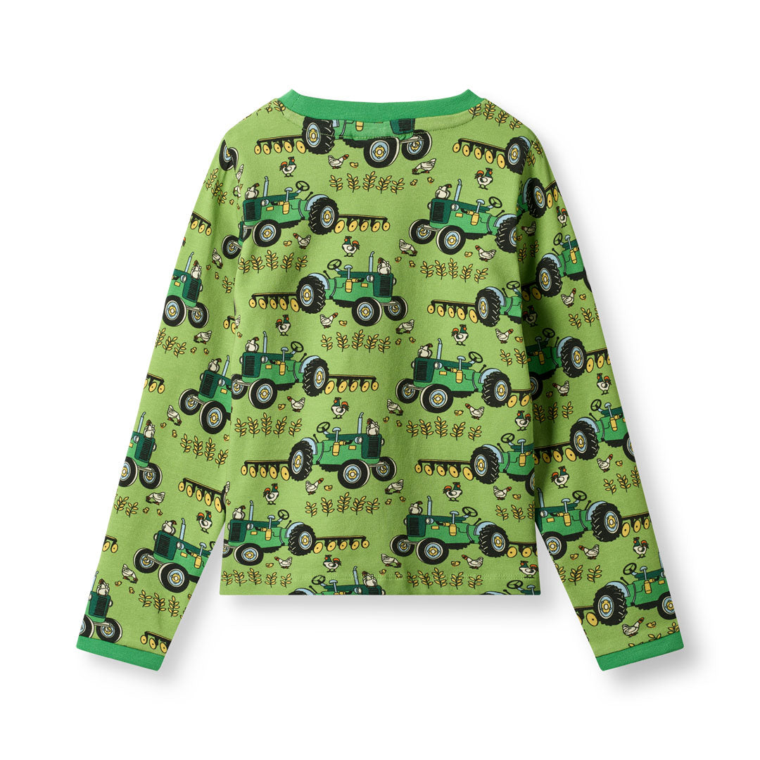 [Smafolk] Elstar Long Sleeved Top With Tractor -Fern