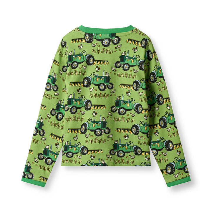 [Smafolk] Elstar Long Sleeved Top With Tractor -Fern