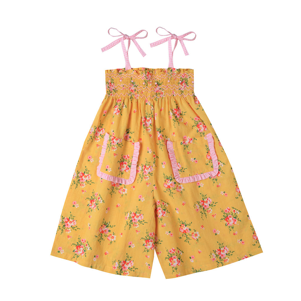 [Kidsagogo] Enola Smock Jumpsuit Pretty Posie - Yellow